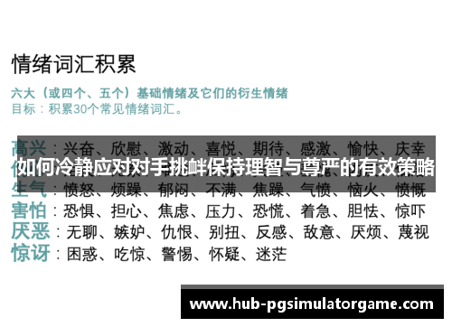 如何冷静应对对手挑衅保持理智与尊严的有效策略